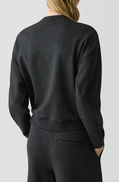 Theory Mock Neck Sweatshirt In Double-knit Jersey In Gray