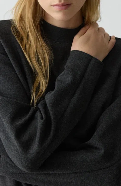 Theory Mock Neck Sweatshirt In Double-knit Jersey In Gray