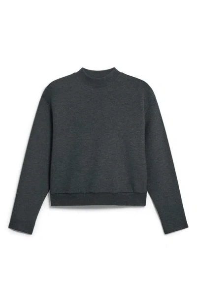 Theory Mock Neck Sweatshirt In Double-knit Jersey In Gray