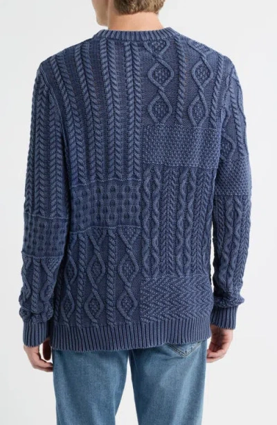 Schott Nyc Stonewash Patchwork Sweater In Blue