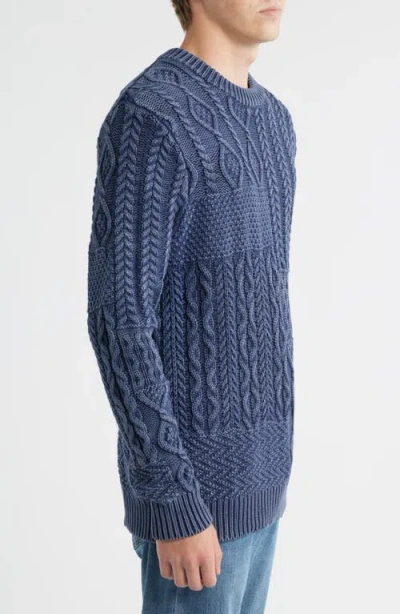 Schott Nyc Stonewash Patchwork Sweater In Blue
