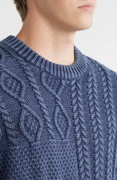 Schott Nyc Stonewash Patchwork Sweater In Blue