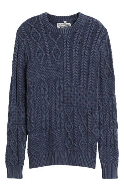 Schott Nyc Stonewash Patchwork Sweater In Blue
