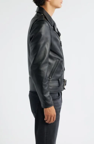 Schott Nyc Leather Motorcycle Jacket In Black