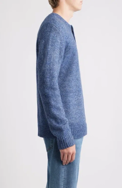 Schott Nyc Tri-blend Henley Sweater In Blue
