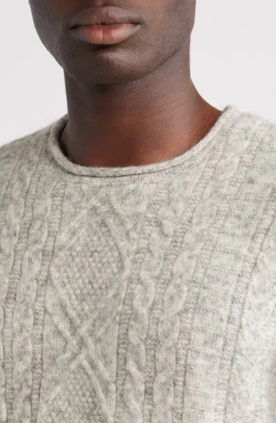 Schott Nyc Tri-blend Fisherman Sweater In Gray