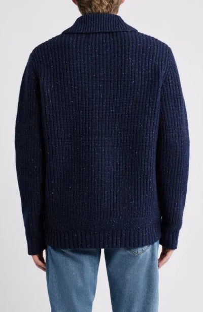 Schott Nyc Donegal Tweed Wool Blend Cardigan In Blue