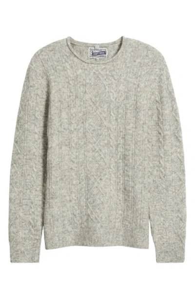 Schott Nyc Tri-blend Fisherman Sweater In Gray