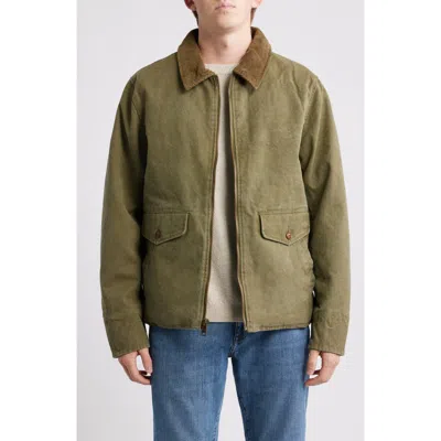 Schott Nyc Countryman's Sunset Cotton Canvas Zip-up Jacket In Green
