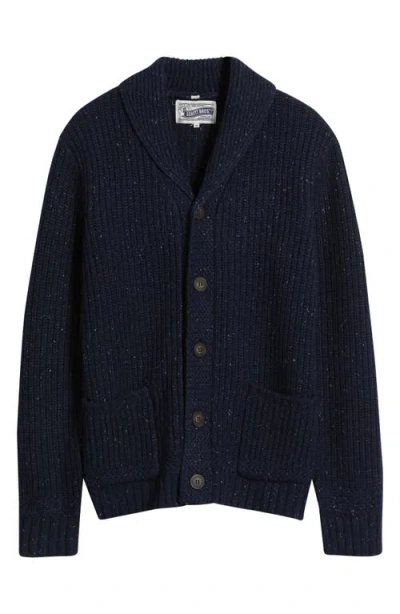 Schott Nyc Donegal Tweed Wool Blend Cardigan In Blue