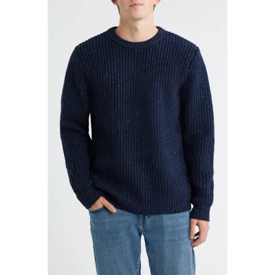 Schott Nyc Donegal Tweed Wool Blend Crewneck Sweater In Blue