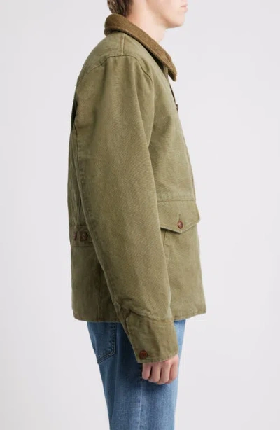 Schott Nyc Countryman's Sunset Cotton Canvas Zip-up Jacket In Green