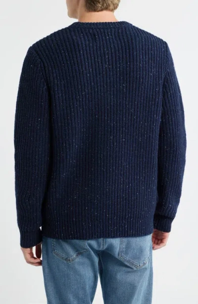 Schott Nyc Donegal Tweed Wool Blend Crewneck Sweater In Blue