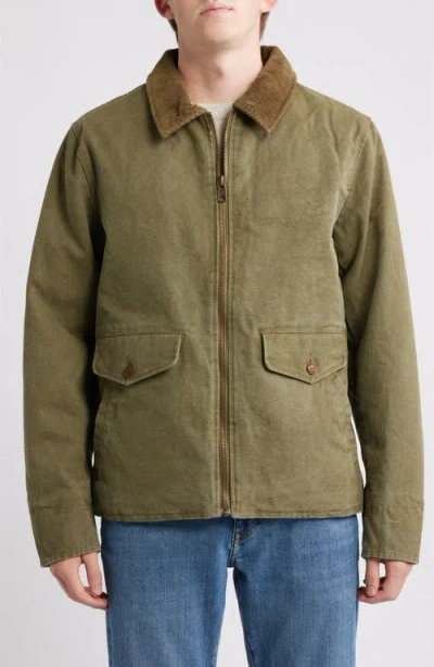 Schott Nyc Countryman's Sunset Cotton Canvas Zip-up Jacket In Green