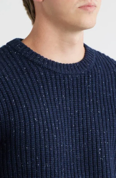 Schott Nyc Donegal Tweed Wool Blend Crewneck Sweater In Blue