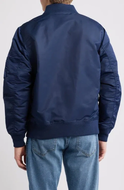 Schott Nyc Ma-1 Satin Flight Jacket In Blue