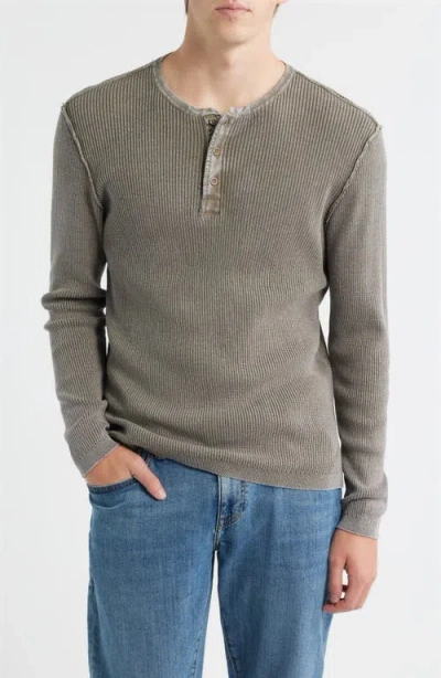 Schott Nyc Stonewash Cotton Henley Sweater In Gray