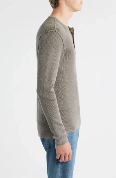 Schott Nyc Stonewash Cotton Henley Sweater In Gray