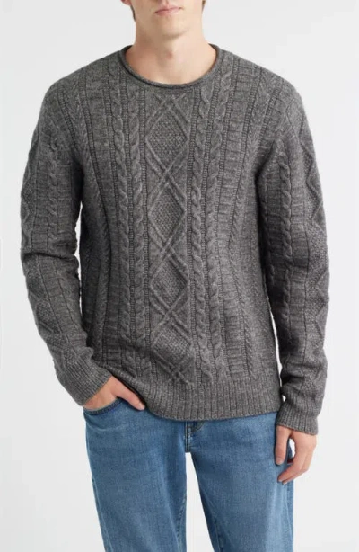 Schott Nyc Tri-blend Fisherman Sweater In Gray