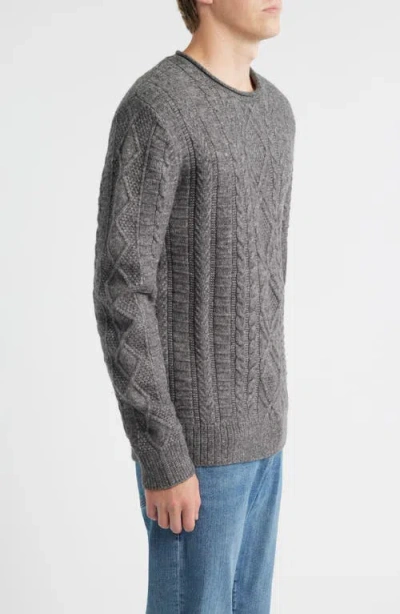 Schott Nyc Tri-blend Fisherman Sweater In Gray