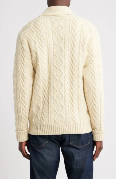 Schott Nyc Wool Blend Fisherman Cardigan In Neutral
