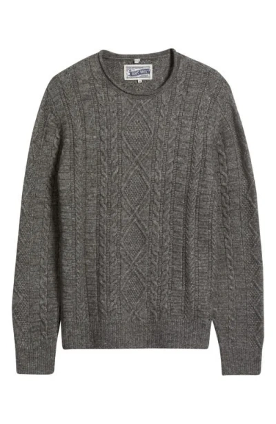 Schott Nyc Tri-blend Fisherman Sweater In Gray