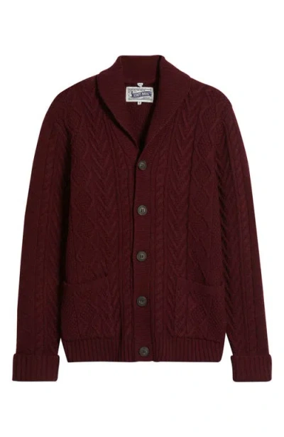 Schott Nyc Wool Blend Fisherman Cardigan In Burgundy