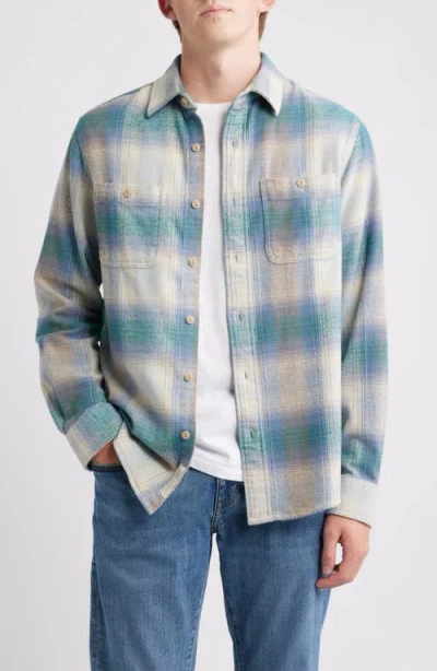 Schott Nyc Plaid Flannel Button-up Work Shirt In Blue