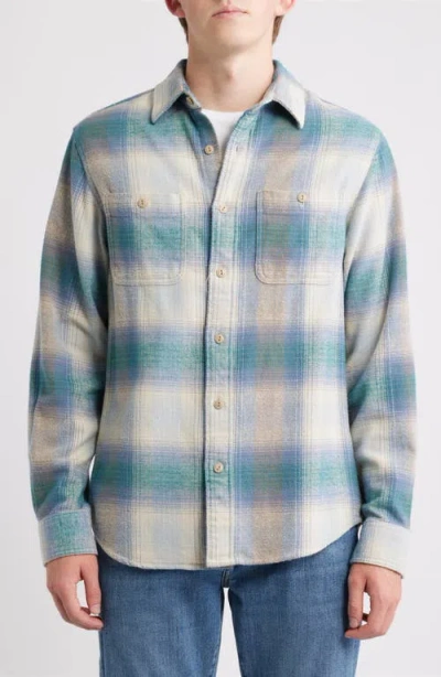 Schott Nyc Plaid Flannel Button-up Work Shirt In Blue