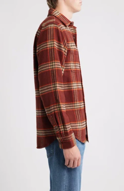 Schott Nyc Plaid Flannel Button-up Work Shirt In Brown