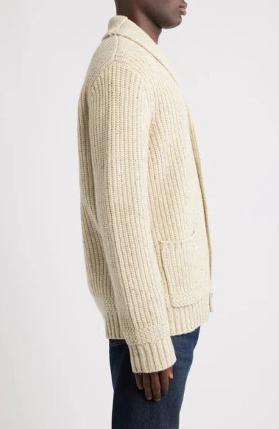 Schott Nyc Donegal Tweed Wool Blend Cardigan In Neutral