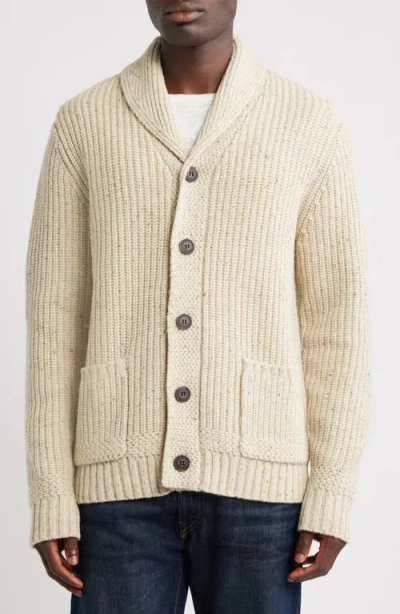 Schott Nyc Donegal Tweed Wool Blend Cardigan In Neutral