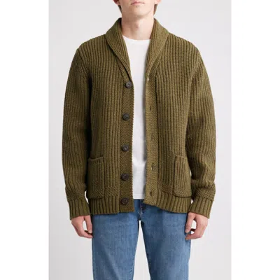 Schott Nyc Donegal Tweed Wool Blend Cardigan In Green