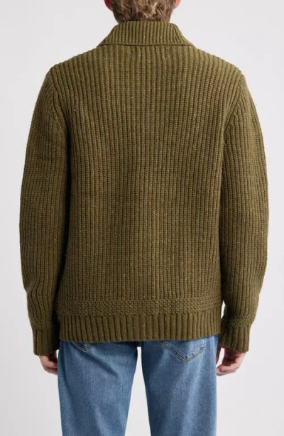 Schott Nyc Donegal Tweed Wool Blend Cardigan In Green