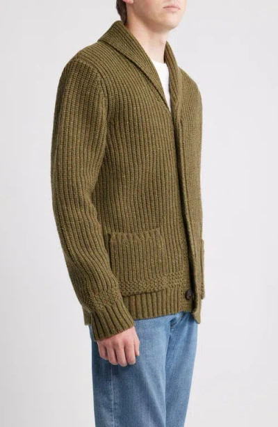 Schott Nyc Donegal Tweed Wool Blend Cardigan In Green