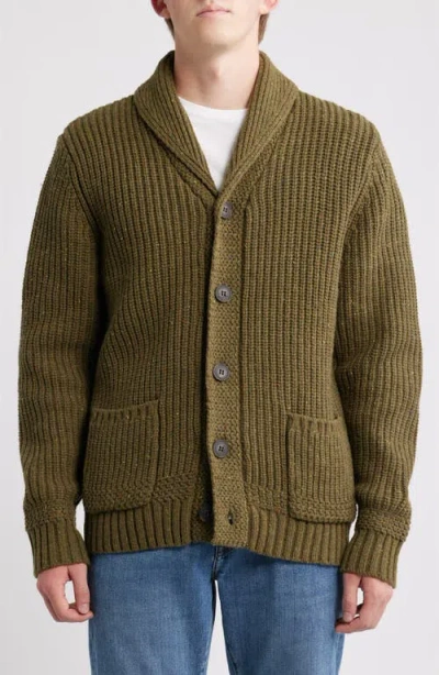 Schott Nyc Donegal Tweed Wool Blend Cardigan In Green