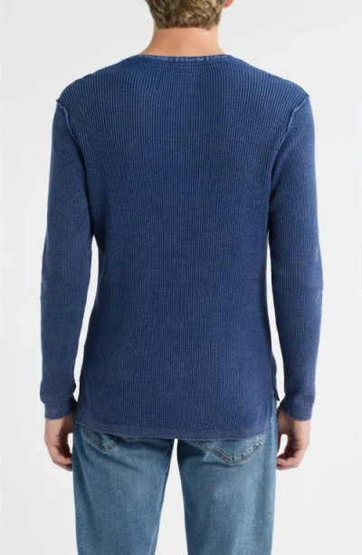Schott Nyc Stonewash Cotton Henley Sweater In Blue