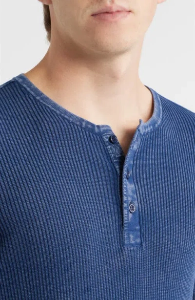Schott Nyc Stonewash Cotton Henley Sweater In Blue