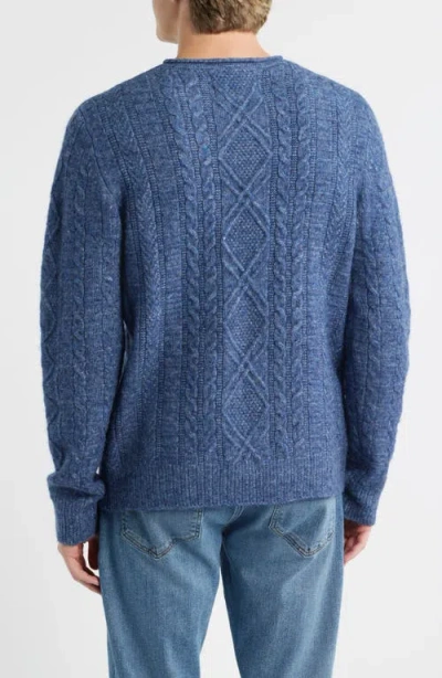 Schott Nyc Tri-blend Fisherman Sweater In Blue