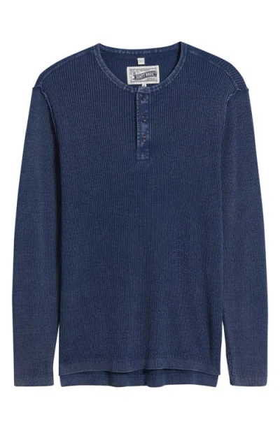 Schott Nyc Stonewash Cotton Henley Sweater In Blue
