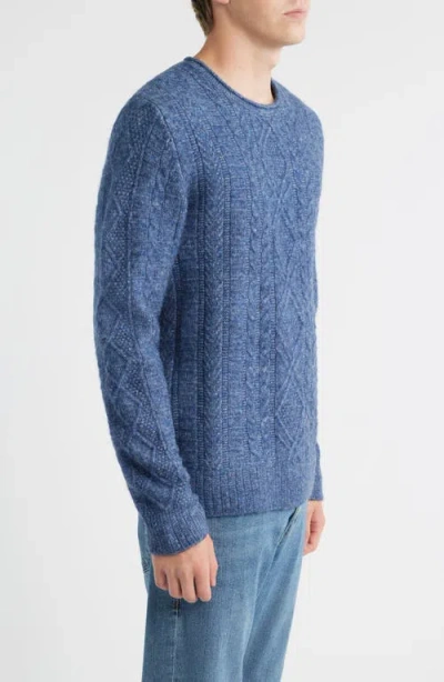 Schott Nyc Tri-blend Fisherman Sweater In Blue