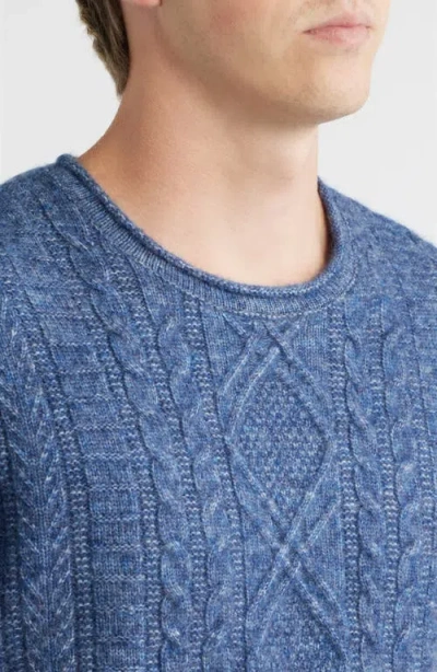 Schott Nyc Tri-blend Fisherman Sweater In Blue