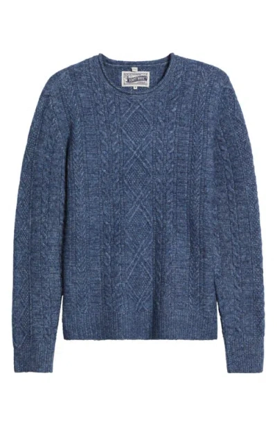 Schott Nyc Tri-blend Fisherman Sweater In Blue
