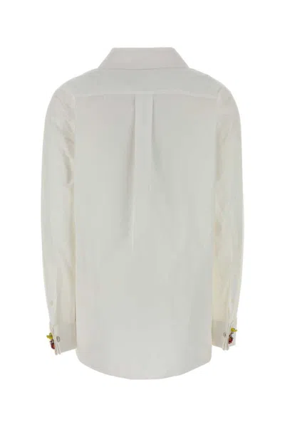 Loewe Long Sleeve Poplin Shirt With Back Pleat In White