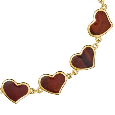 Jan Leslie All Around Heart Bracelet Set In Sterling Silver In Red