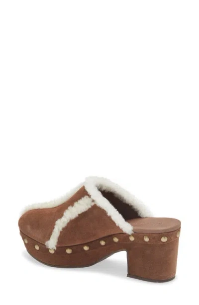 Chocolat Blu Greer Genuine Shearling Platform Clog In Brown
