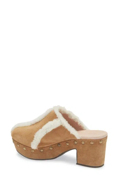 Chocolat Blu Greer Genuine Shearling Platform Clog In Multi