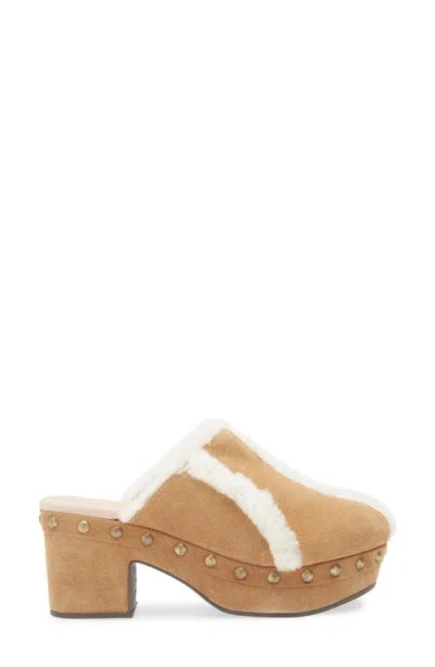 Chocolat Blu Greer Genuine Shearling Platform Clog In Multi