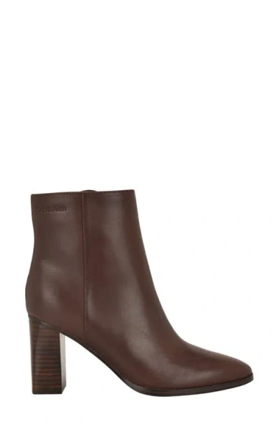 Calvin Klein Women's Dezzi High Block Heel Booties In Brown