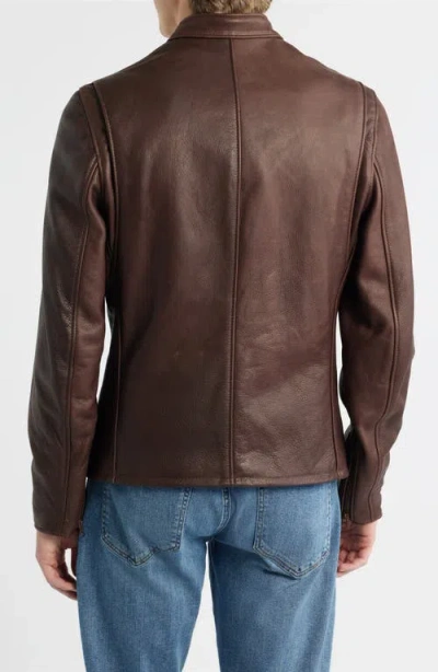 Schott Nyc Café Racer Oil Tanned Leather Moto Jacket In Brown